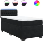 vidaXL Κρεβάτι Boxspring με Στρώμα Μαύρο Single Βελούδινο