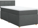 vidaXL Κρεβάτι Boxspring με Στρώμα Σκούρο Γκρι Single Υφασμάτινα