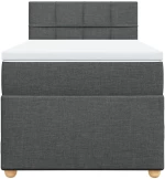 vidaXL Κρεβάτι Boxspring με Στρώμα Σκούρο Γκρι Single Υφασμάτινα
