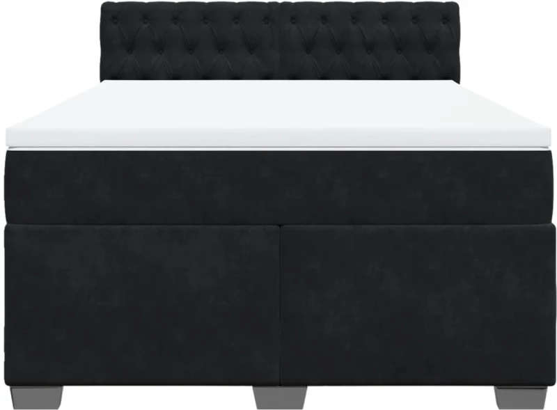 vidaXL Κρεβάτι Boxspring με Στρώμα Μαύρο 160x200 εκ. Βελούδινο