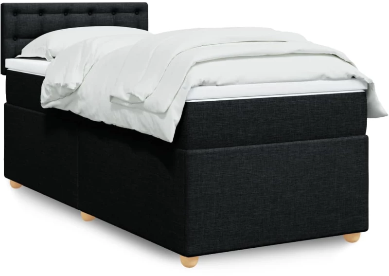 vidaXL Κρεβάτι Boxspring με Στρώμα Μαύρο 90x190 εκ.Υφασμάτινο