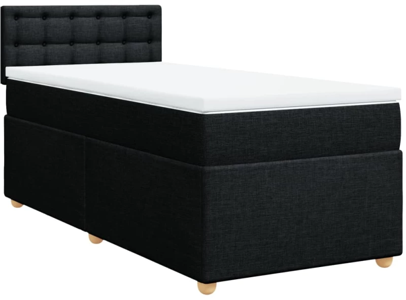 vidaXL Κρεβάτι Boxspring με Στρώμα Μαύρο 90x190 εκ.Υφασμάτινο