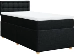 vidaXL Κρεβάτι Boxspring με Στρώμα Μαύρο 90x190 εκ.Υφασμάτινο