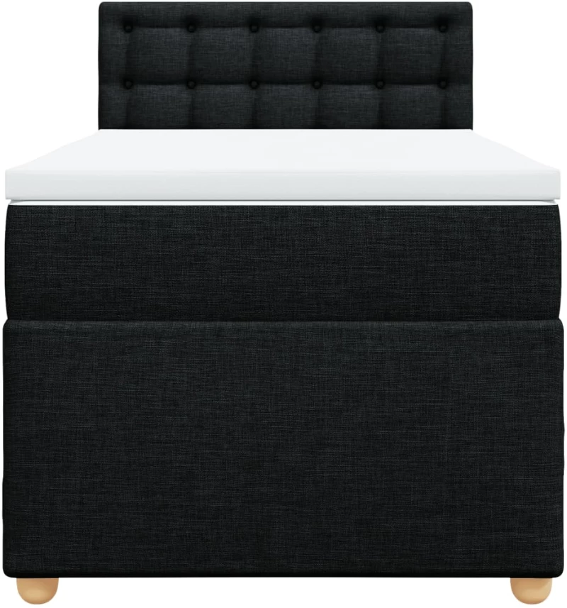 vidaXL Κρεβάτι Boxspring με Στρώμα Μαύρο 90x190 εκ.Υφασμάτινο