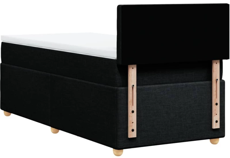vidaXL Κρεβάτι Boxspring με Στρώμα Μαύρο 90x190 εκ.Υφασμάτινο