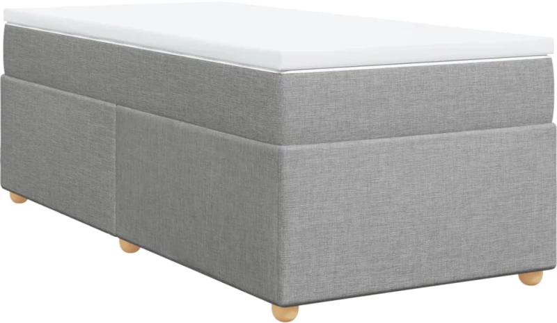 vidaXL Κρεβάτι Boxspring με Στρώμα Ανοιχτό Γκρι 90x200 εκ. Υφασμάτινο