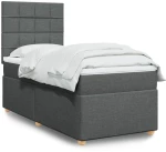 vidaXL Κρεβάτι Boxspring με Στρώμα Σκούρο Γκρι 80x200 εκ. Υφασμάτινο