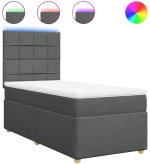vidaXL Κρεβάτι Boxspring με Στρώμα Σκούρο Γκρι 80x200 εκ. Υφασμάτινο