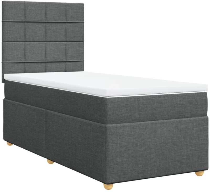 vidaXL Κρεβάτι Boxspring με Στρώμα Σκούρο Γκρι 80x200 εκ. Υφασμάτινο
