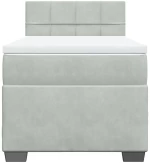 vidaXL Κρεβάτι Boxspring με Στρώμα Ανοιχτό Γκρι 100x200 εκ. Βελούδινο