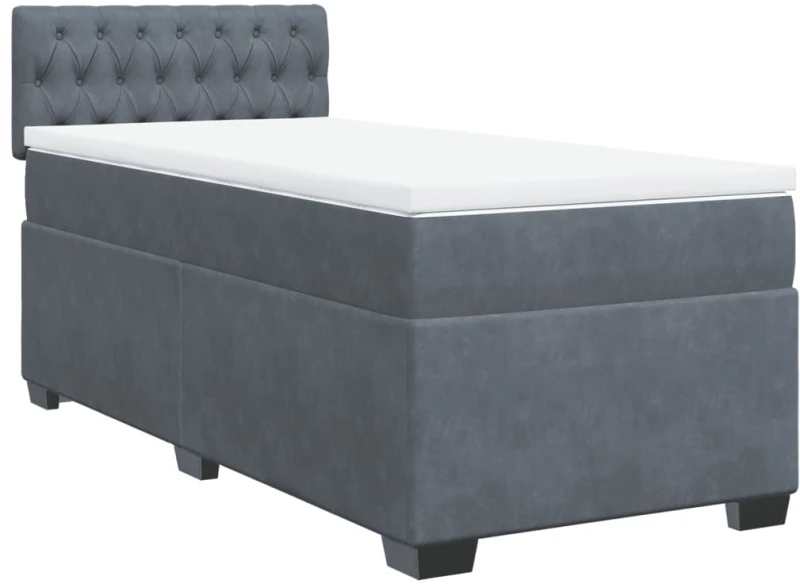 vidaXL Κρεβάτι Boxspring με Στρώμα Σκούρο Γκρι 100x200 εκ. Βελούδινο