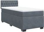 vidaXL Κρεβάτι Boxspring με Στρώμα Σκούρο Γκρι 100x200 εκ. Βελούδινο