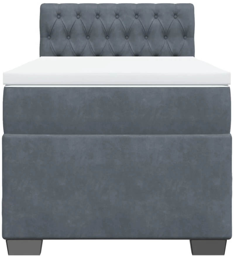 vidaXL Κρεβάτι Boxspring με Στρώμα Σκούρο Γκρι 100x200 εκ. Βελούδινο
