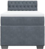 vidaXL Κρεβάτι Boxspring με Στρώμα Σκούρο Γκρι 100x200 εκ. Βελούδινο