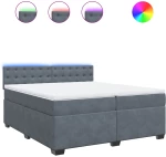 vidaXL Κρεβάτι Boxspring με Στρώμα Σκούρο Γκρι 200x200 εκ. Βελούδινο