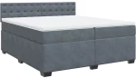vidaXL Κρεβάτι Boxspring με Στρώμα Σκούρο Γκρι 200x200 εκ. Βελούδινο