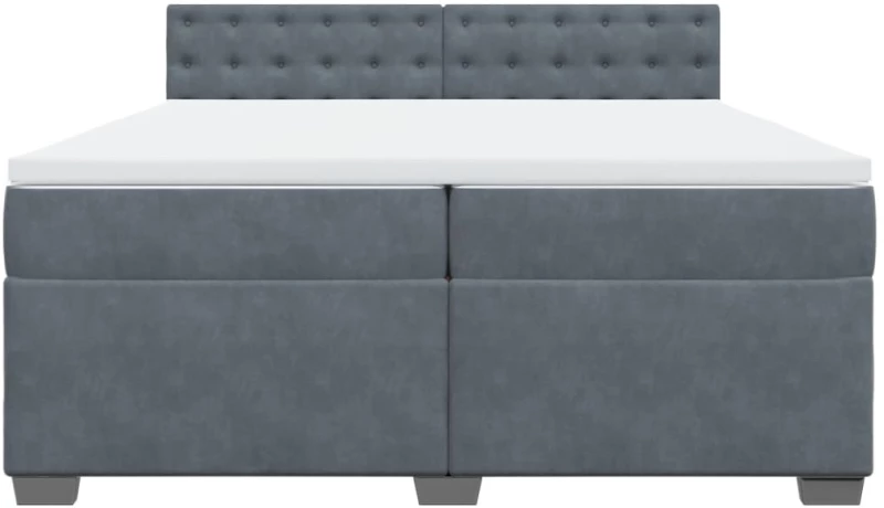 vidaXL Κρεβάτι Boxspring με Στρώμα Σκούρο Γκρι 200x200 εκ. Βελούδινο