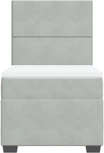vidaXL Κρεβάτι Boxspring με Στρώμα Ανοιχτό Γκρι 100x200 εκ. Βελούδινο