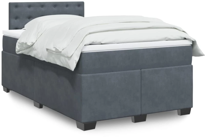 vidaXL Κρεβάτι Boxspring με Στρώμα Σκούρο Γκρι 120x200 εκ. Βελούδινο