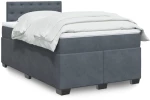 vidaXL Κρεβάτι Boxspring με Στρώμα Σκούρο Γκρι 120x200 εκ. Βελούδινο