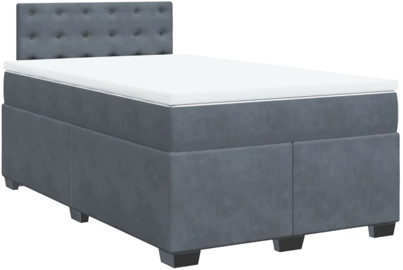 vidaXL Κρεβάτι Boxspring με Στρώμα Σκούρο Γκρι 120x200 εκ. Βελούδινο