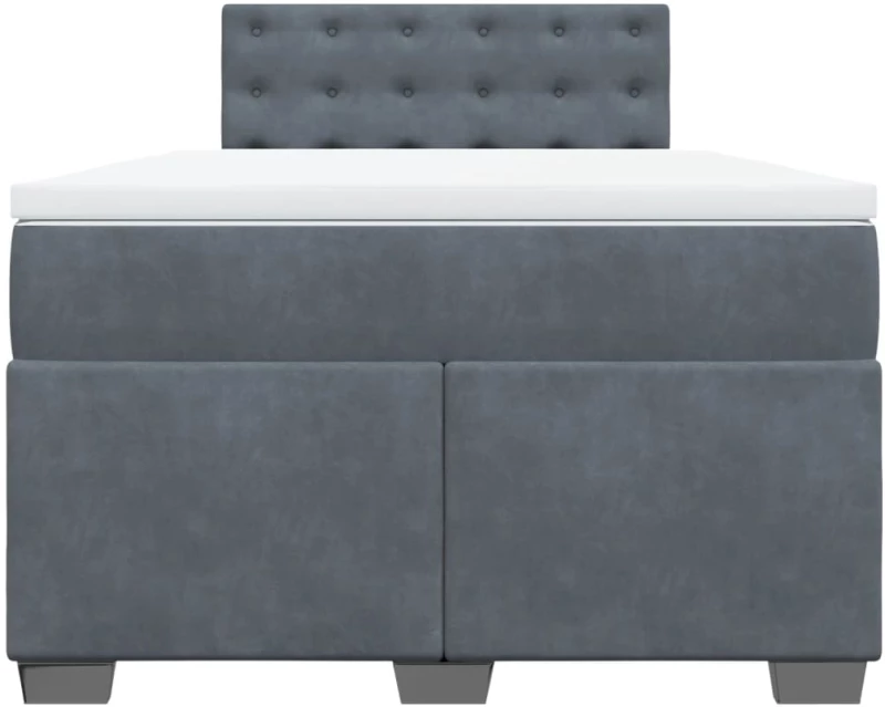 vidaXL Κρεβάτι Boxspring με Στρώμα Σκούρο Γκρι 120x200 εκ. Βελούδινο