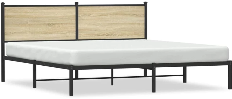 vidaXL Σκελετός Κρεβ. Χωρίς Στρώμα Sonoma Δρυς 183x213 εκ. Μεταλλικό