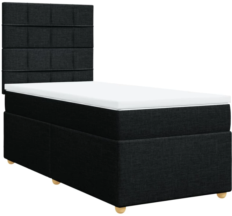 vidaXL Κρεβάτι Boxspring με Στρώμα Μαύρο 80 x 200 εκ. Υφασμάτινο