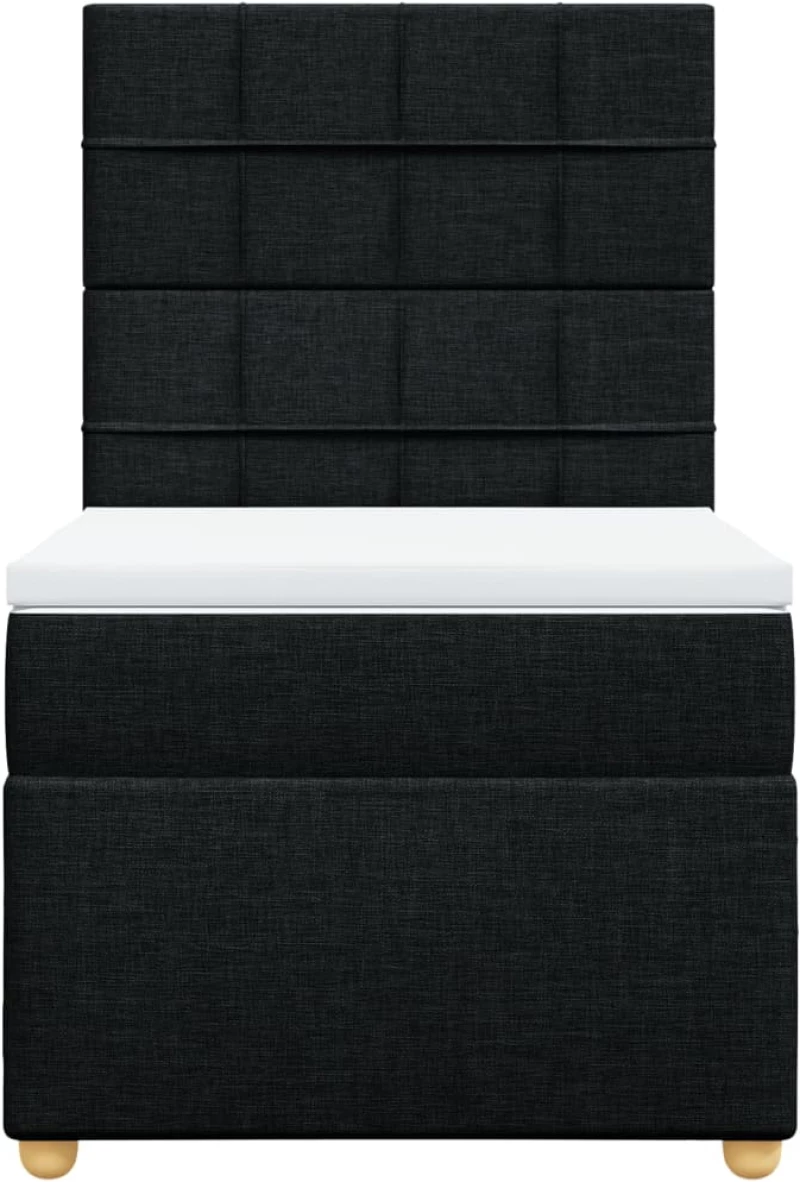 vidaXL Κρεβάτι Boxspring με Στρώμα Μαύρο 80 x 200 εκ. Υφασμάτινο