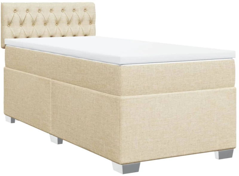 vidaXL Κρεβάτι Boxspring με Στρώμα Κρεμ 80 x 200 εκ. Υφασμάτινο