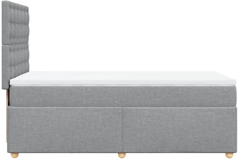 vidaXL Κρεβάτι Boxspring με Στρώμα Ανοιχτό Γκρι 90x190 εκ. Υφασμάτινο