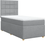 vidaXL Κρεβάτι Boxspring με Στρώμα Ανοιχτό Γκρι 90x200 εκ. Υφασμάτινο