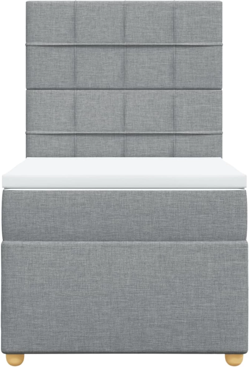 vidaXL Κρεβάτι Boxspring με Στρώμα Ανοιχτό Γκρι 90x200 εκ. Υφασμάτινο