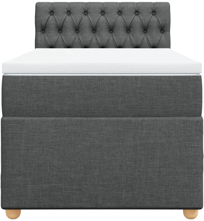 vidaXL Κρεβάτι Boxspring με Στρώμα Σκούρο Γκρι 90x200 εκ. Υφασμάτινο