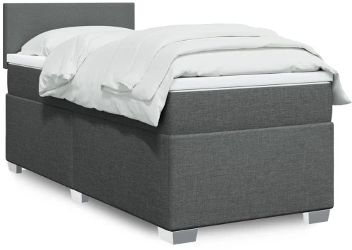 vidaXL Κρεβάτι Boxspring με Στρώμα Σκούρο Γκρι 90x200 εκ. Υφασμάτινο
