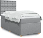 vidaXL Κρεβάτι Boxspring με Στρώμα Ανοιχτό Γκρι 90x200 εκ. Υφασμάτινο