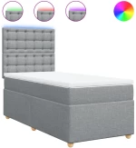 vidaXL Κρεβάτι Boxspring με Στρώμα Ανοιχτό Γκρι 90x200 εκ. Υφασμάτινο