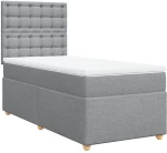 vidaXL Κρεβάτι Boxspring με Στρώμα Ανοιχτό Γκρι 90x200 εκ. Υφασμάτινο