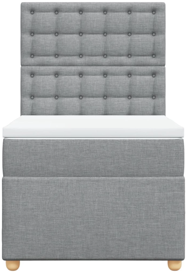 vidaXL Κρεβάτι Boxspring με Στρώμα Ανοιχτό Γκρι 90x200 εκ. Υφασμάτινο