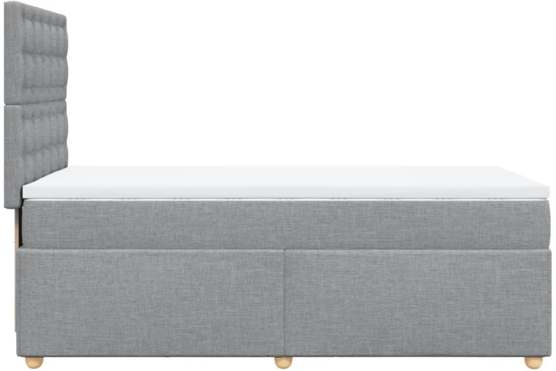 vidaXL Κρεβάτι Boxspring με Στρώμα Ανοιχτό Γκρι 90x200 εκ. Υφασμάτινο