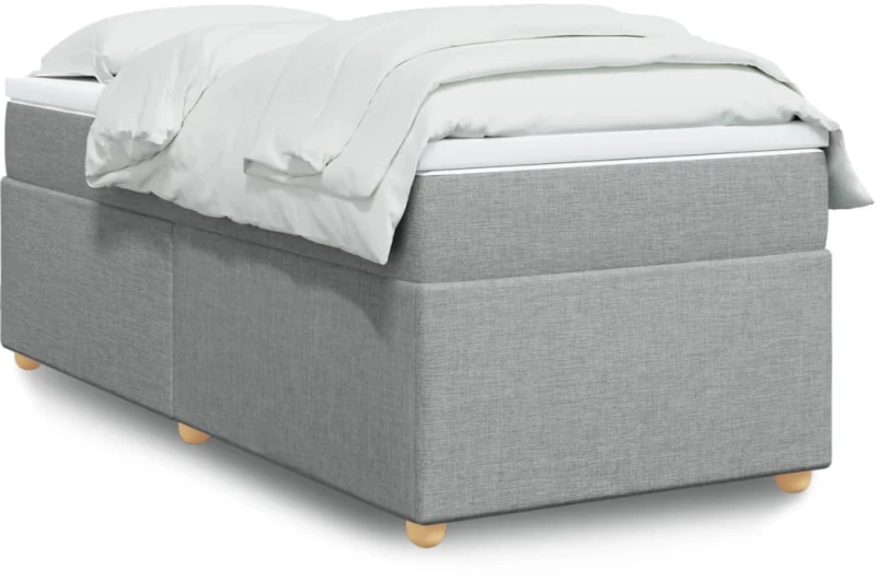 vidaXL Κρεβάτι Boxspring με Στρώμα Ανοιχτό Γκρι 90x190 εκ. Υφασμάτινο