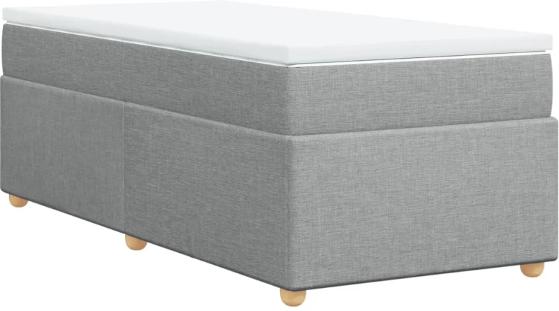 vidaXL Κρεβάτι Boxspring με Στρώμα Ανοιχτό Γκρι 90x190 εκ. Υφασμάτινο