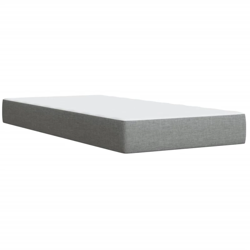 vidaXL Κρεβάτι Boxspring με Στρώμα Ανοιχτό Γκρι 90x190 εκ. Υφασμάτινο