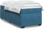vidaXL Κρεβάτι Boxspring με Στρώμα Σκούρο Μπλε 90x190 εκ. Βελούδινο