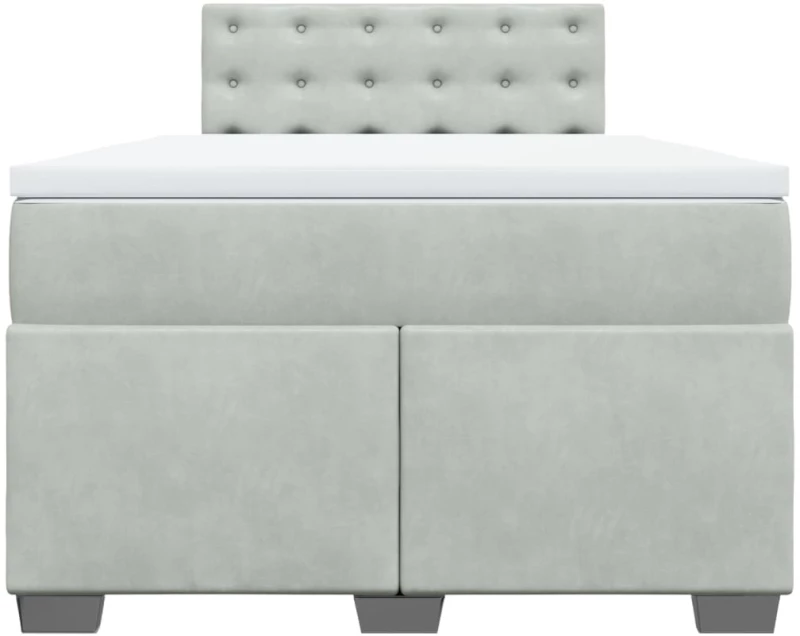 vidaXL Κρεβάτι Boxspring με Στρώμα Ανοιχτό Γκρι 120x200 εκ. Βελούδινο