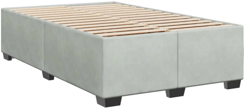 vidaXL Κρεβάτι Boxspring με Στρώμα Ανοιχτό Γκρι 120x200 εκ. Βελούδινο