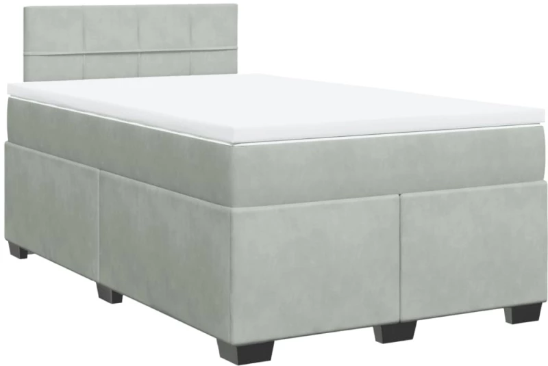 vidaXL Κρεβάτι Boxspring με Στρώμα Ανοιχτό Γκρι 120x200 εκ. Βελούδινο
