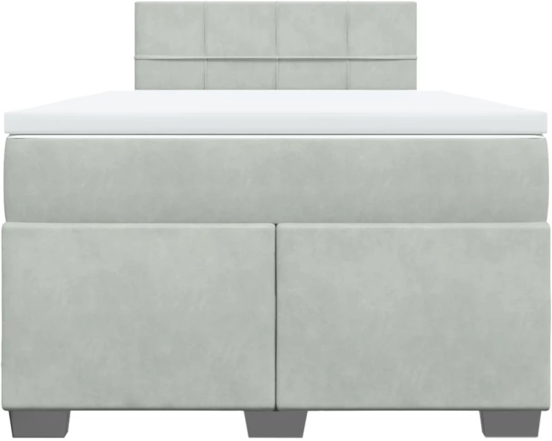 vidaXL Κρεβάτι Boxspring με Στρώμα Ανοιχτό Γκρι 120x200 εκ. Βελούδινο