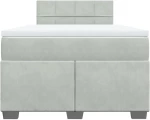 vidaXL Κρεβάτι Boxspring με Στρώμα Ανοιχτό Γκρι 120x200 εκ. Βελούδινο