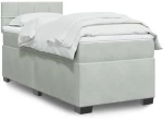 vidaXL Κρεβάτι Boxspring με Στρώμα Ανοιχτό Γκρι 100x200 εκ. Βελούδινο